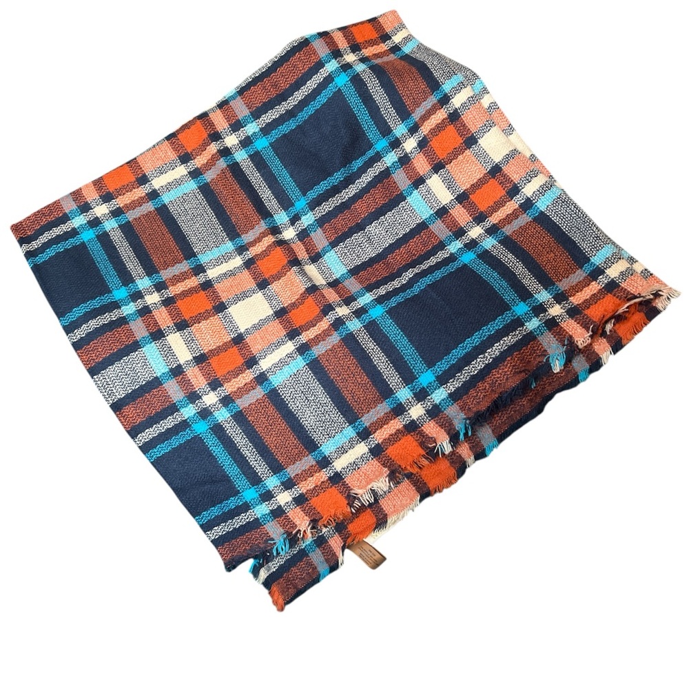 Modcloth Plaid Scarf in Blue and Orange